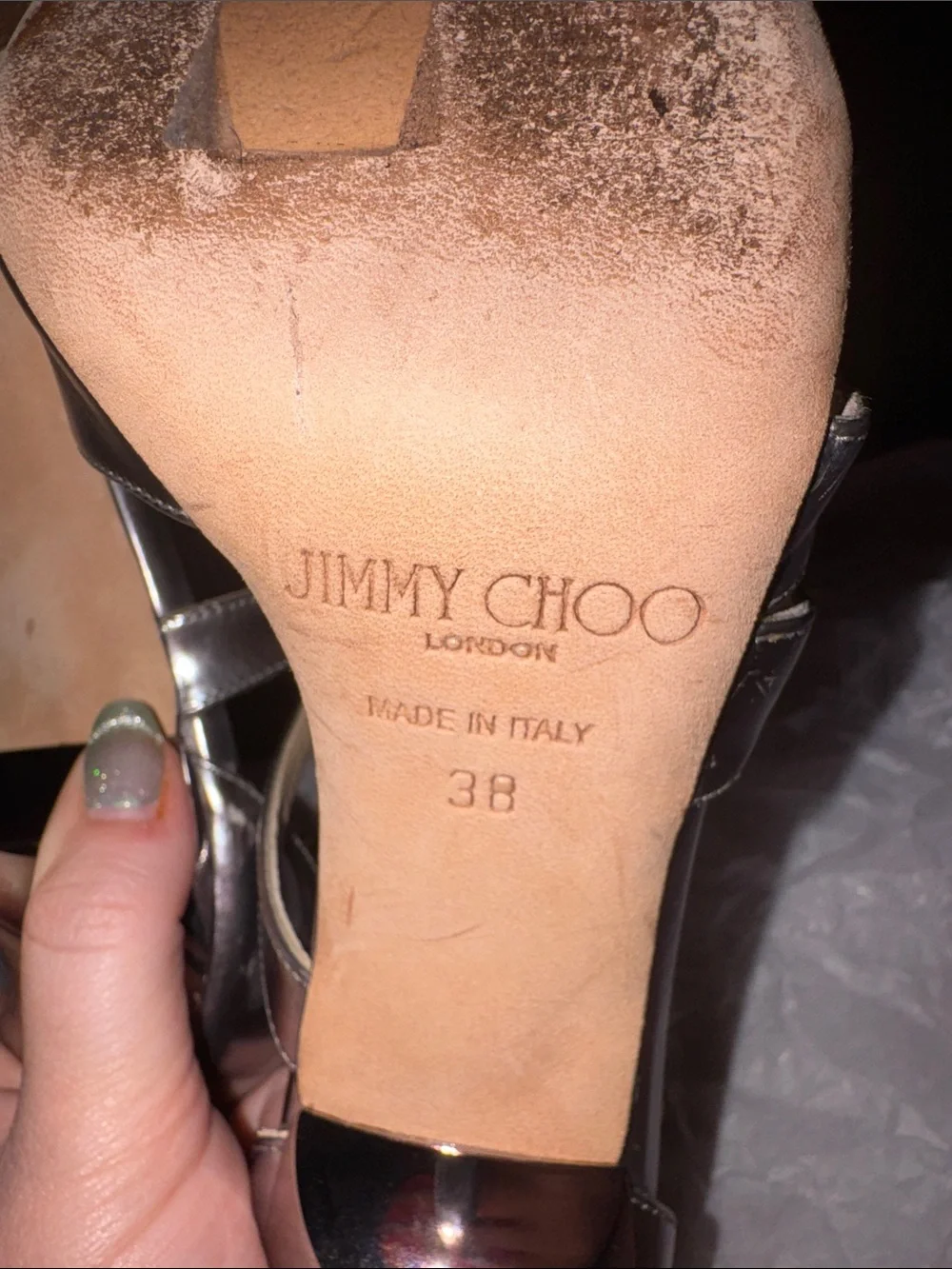Jimmy Choo Metallic Silver Strappy Stiletto Sandals size 38